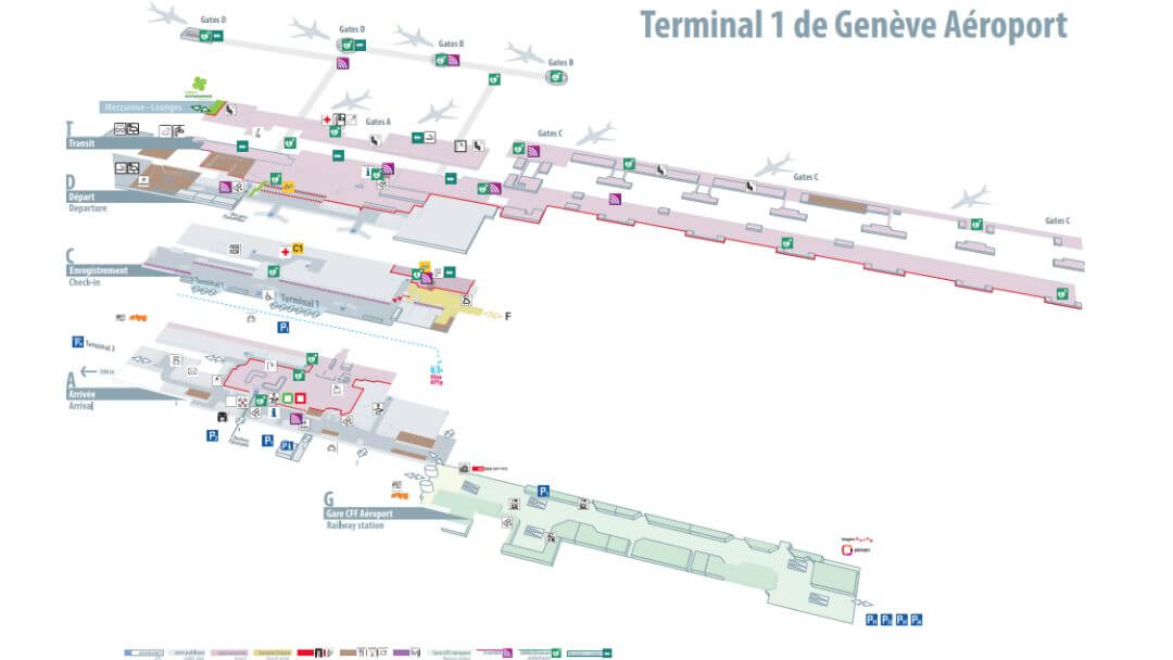 Plan du Terminal 1 de Genève Aéroport