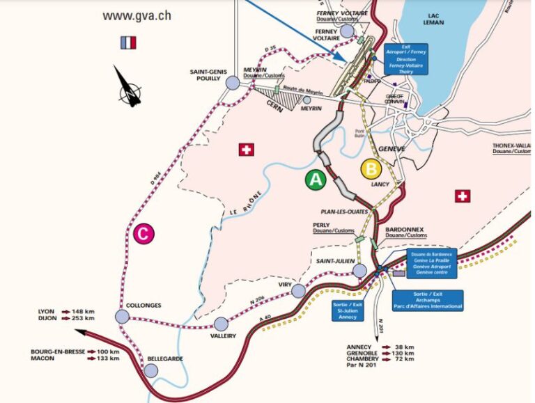 Accès au secteur France de Genève Aéroport par la route